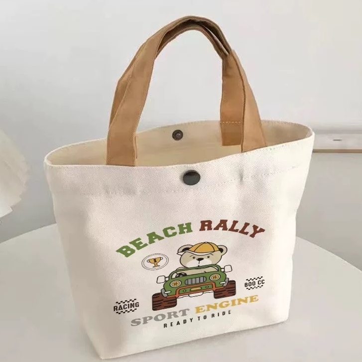 (B325#)กระเป๋าผ้าแคนวาส, กระเป๋าถือขนาดเล็กพีชความจุขนาดใหญ่, กระเป๋าใส่ข้าวการ์ตูนผ้าใบน่ารักผู้หญิง