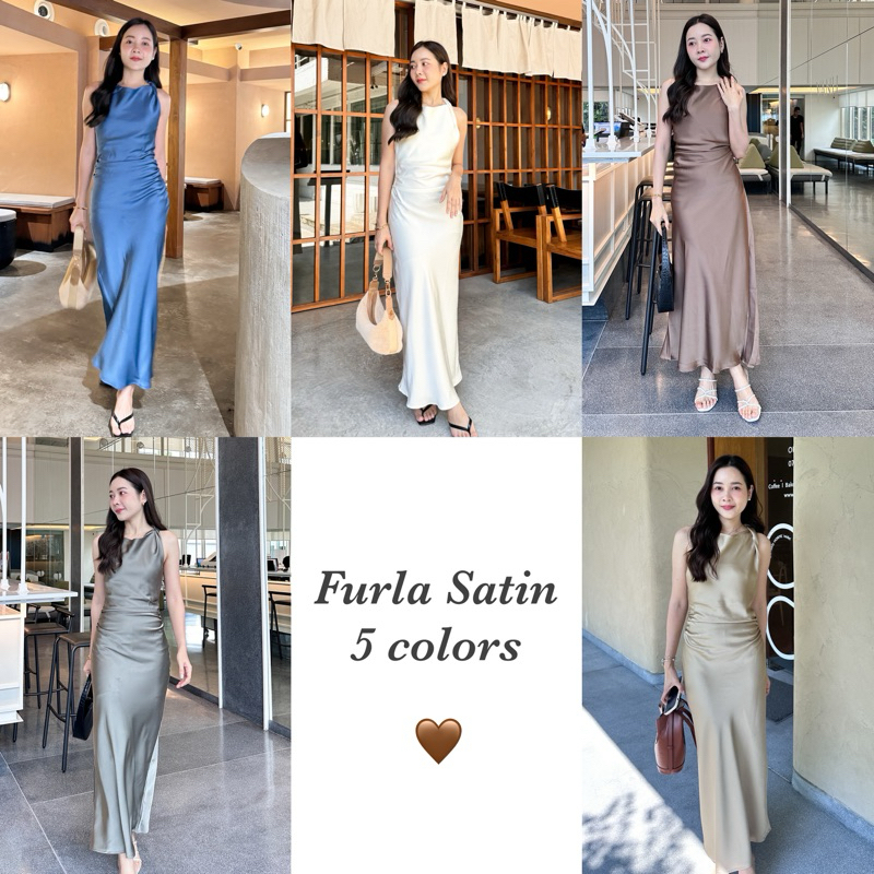 Fura satin dress🦋แมกซี่เดรสผ้าซาตินสำหรับออกงาน
