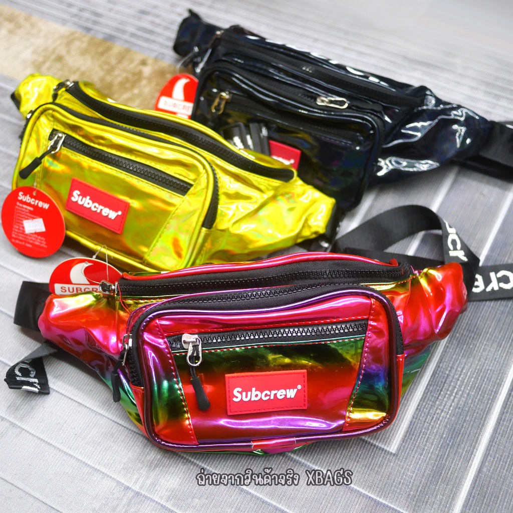 คาดเอว/คาดอก Subcrew ซิปใหญ่ หนังแก้วเงา กันน้ำ สีเงา สีสด มี 4 ช่องแยก