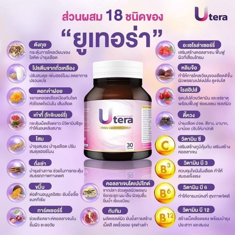 ยูเทอร่า Utera ผลิตภัณฑ์เสริมอาหารผู้หญิง