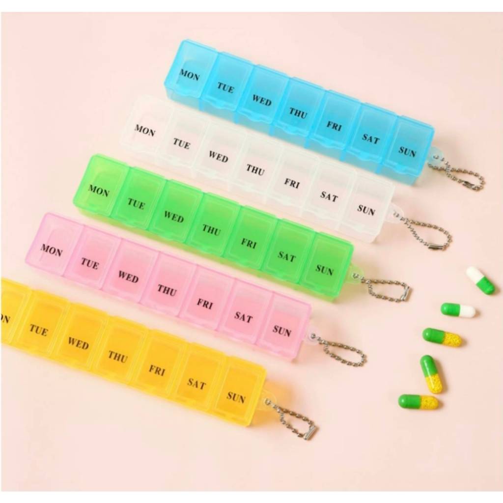 ✅(ถูกที่สุด พร้อมส่ง) กล่องยา ตลับยา ตลับใส่ยา 7 ช่อง แบบยาว