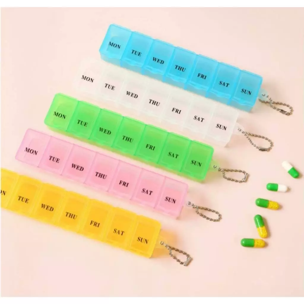 ✅(ถูกที่สุด พร้อมส่ง) กล่องยา ตลับยา ตลับใส่ยา 7 ช่อง แบบยาว