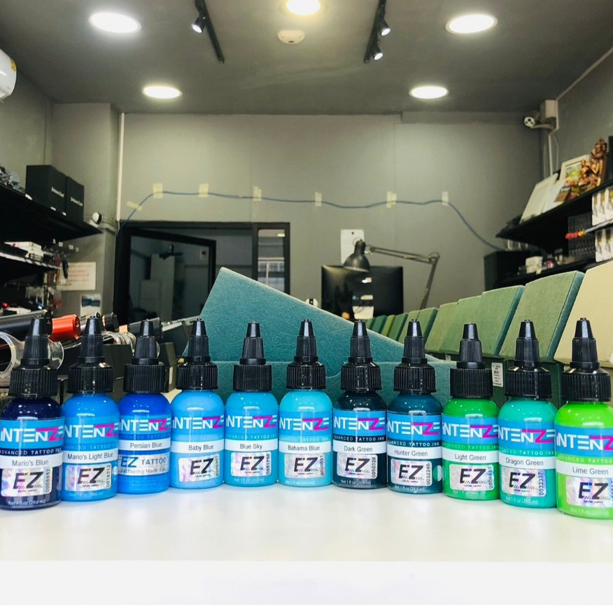 Intenze Color Tattoo Ink 1oz สีฟ้า น้ำเงิน เขียว