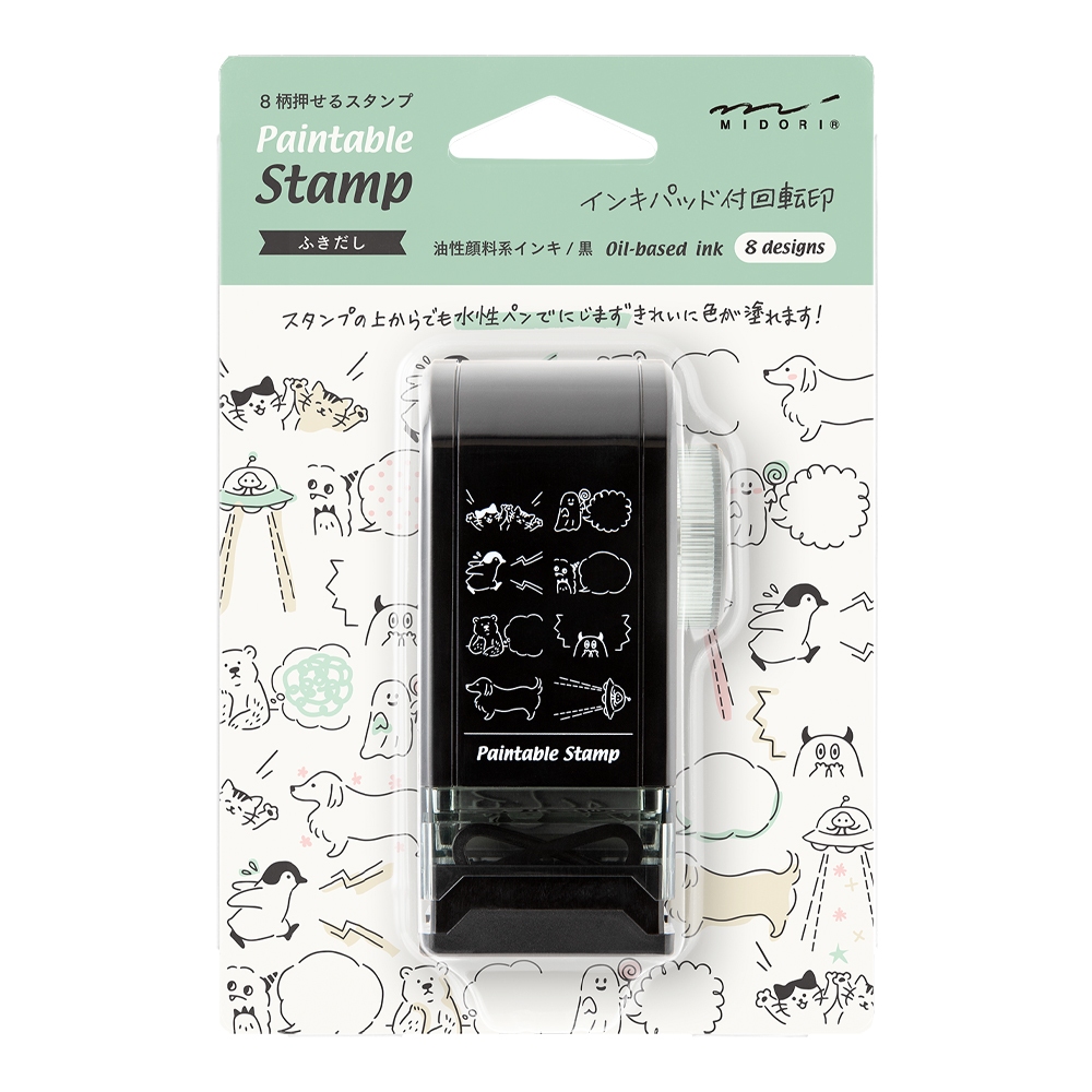 MIDORI Paintable Rotating Stamp Dial Speech Bubble (D35586006)/ตัวปั๊มหมุนแบบมีหมึกในตัว ลาย Speech 