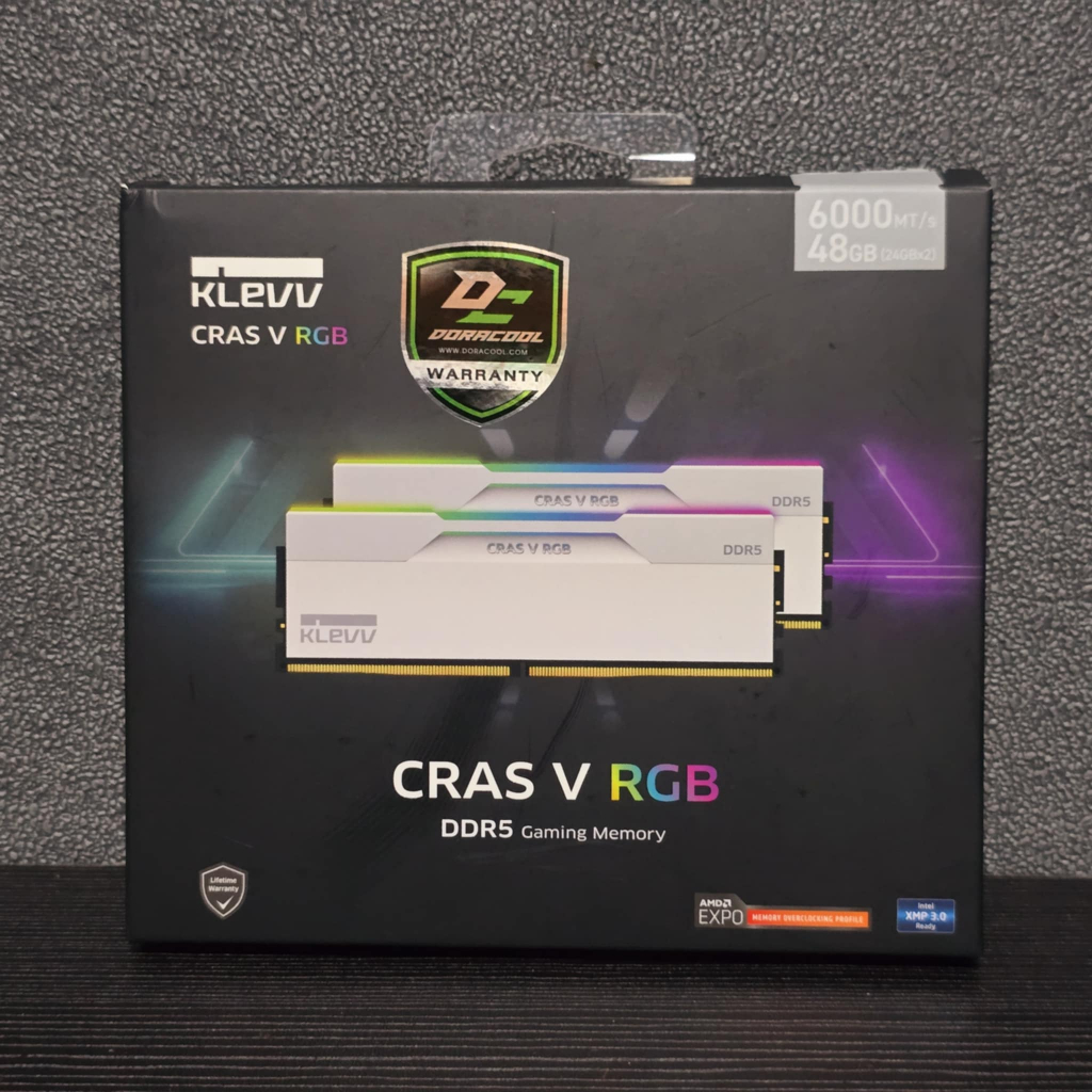 แรมพีซี RAM DDR5 48GB 24x2 BUS 6000Mhz KLEVV CRAS V RGB GAMING OC MEMORY (ครบกล่อง) ใช้งานปกติ/ประกั