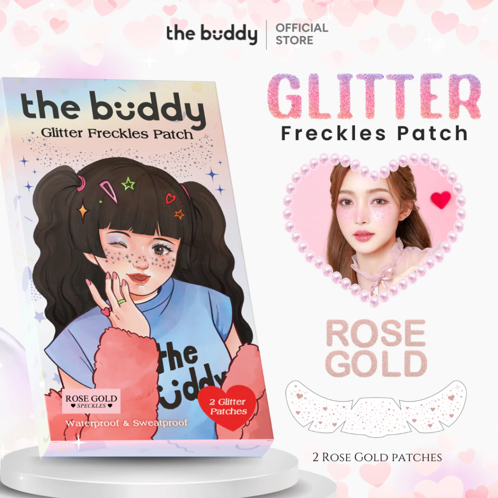 The Buddy - Glitter Freckles Patch สีโรสโกลด์ (Rose Gold Speckles) แผ่นแปะกลิตเตอร์สำหรับแต่งหน้า กันน้ำ 2 แผ่น/กล่อง