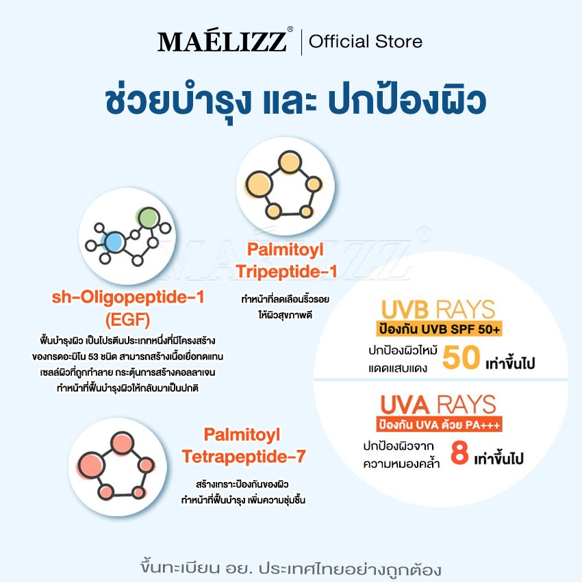 [ ซื้อ1แถม1 ] Peptide UV Sunscreen Serum ไบรท์ บูสเตอร์ ซัน เซรั่ม เอสพีเอฟ50 พีเอ+++ (Marine-friendly sunscreen) ^p2 ราคา ถูกที่สุด ดีลบีเคเค แกลเลอรีภาพที่ 6