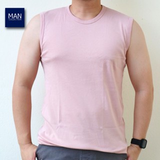 เสื้อแขนกุดผู้ชายสีชมพู เสื้อกล้ามแขนกุด  คอกลม ผ้าฝ้าย ผลิต…