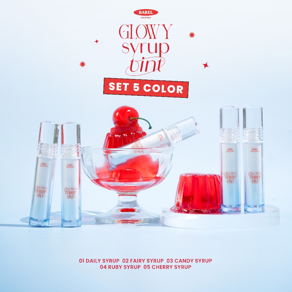 5แท่ง/8แท่ง ลิปไซรัปบาเบล BABEL DELOONA GLOWY SYRUP TINT ลิปกลอสทินต์ทิ้งสเตน (บรรจุแท่งละ2g.)