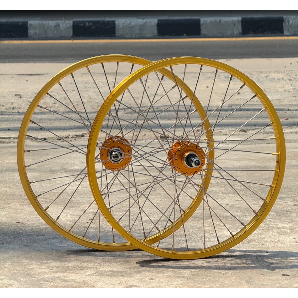 ล้อจักรยาน หน้า-หลัง 20X1.75-2.30 ( 406 ) S1500 อลูมีเนียม แบบ single speed / ใส่เกียร์ เฟืองเกลียว ลวดสเตนเลส