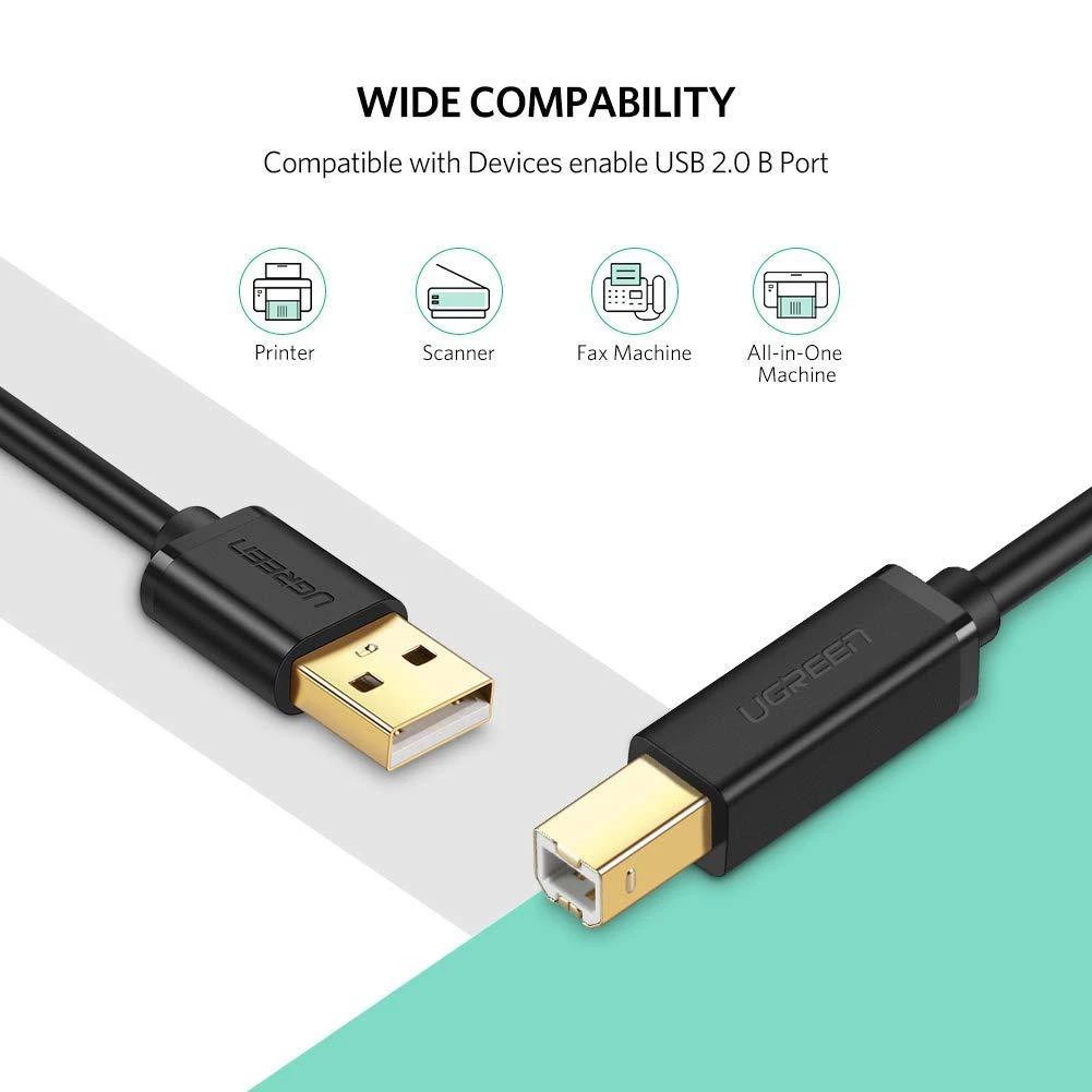 UGREEN 10351 / 10352 Cable PRINTER USB2.0  1.5M / 3M / 5M  สายเครื่องปริ๊น สายต่อ printer