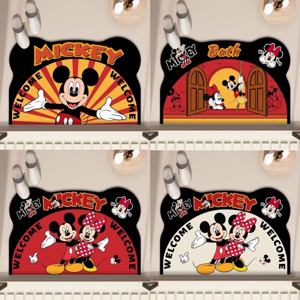 พร้อมส่ง🐭พรมมิกกี้เมาส์ Mickey Mouse floor mats rugs พรมยาง พรมกันลื่น พรมลายการ์ตูน พรมห้องน้ำ พรมซับน้ำ 44129