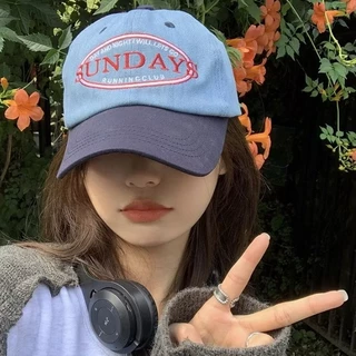 หมวกแก๊ปเบสบอลปัก SUNDAYS มี 3 สี ผ้าฝ้าย100% สไตล์เกาหลี