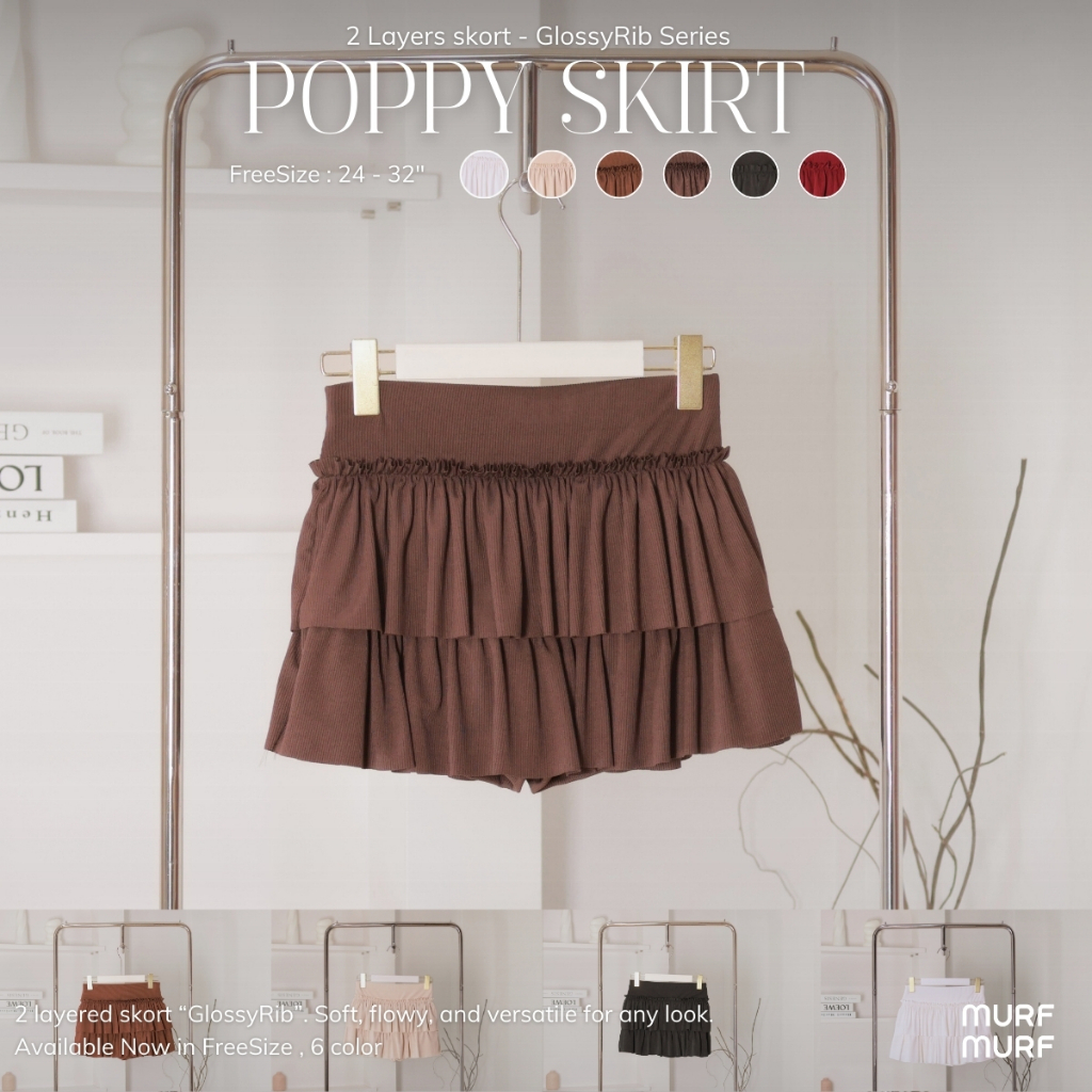 MURF | Poppy Skirt B117 กระโปรงกางเกง ผ้าGlossyRib มีซับใน ใส่สวยทุกlook แมทช์ง่าย กระโปรงมีซับกางเกง