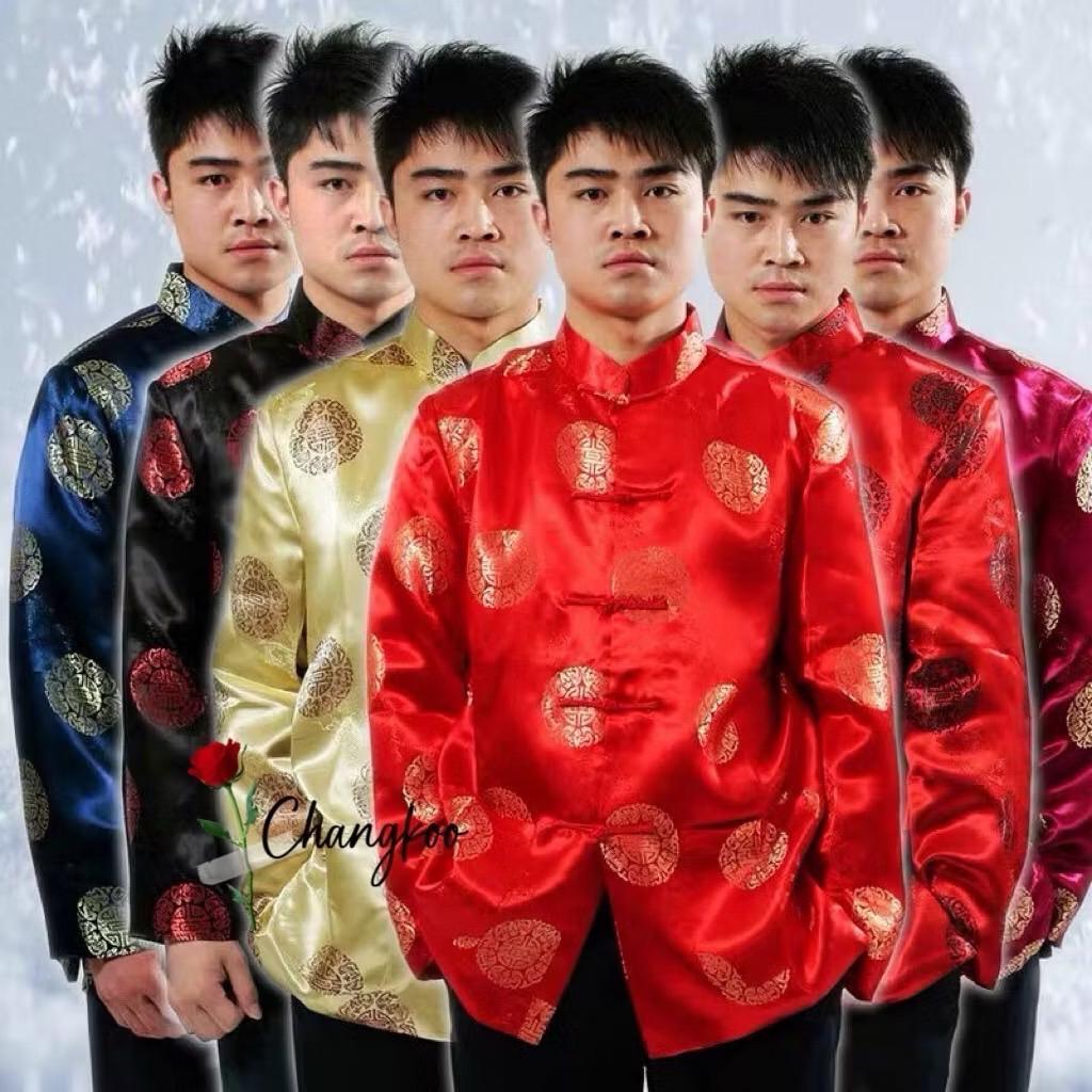 เสื้อคอจีนผู้ชาย-ตรุษจีนผู้ชาย เสื้อกี่เพ้า ใส่สบายใส่ดี แขนยาว-สั้น ปักมังกร ราคาสุดคุ้ม ส่งจากไทย