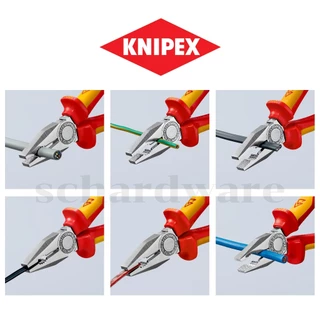 KNIPEX คีมปากจิ้งจกกันไฟ คีมปากจิ้งจกด้ามกันไฟ 1000V (VDE) ขนาด 6" 7" 8" ผลิตที่ประเทศเยอรมัน 0306160, 0306180, 0306200