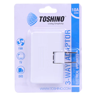 Toshino TN-335 ปลั๊กพับ 3 ทาง แบบ 2 แบน 10A พับได้ 180องศา เต้ารับแบบ 2 ขา (กลม/แบน)