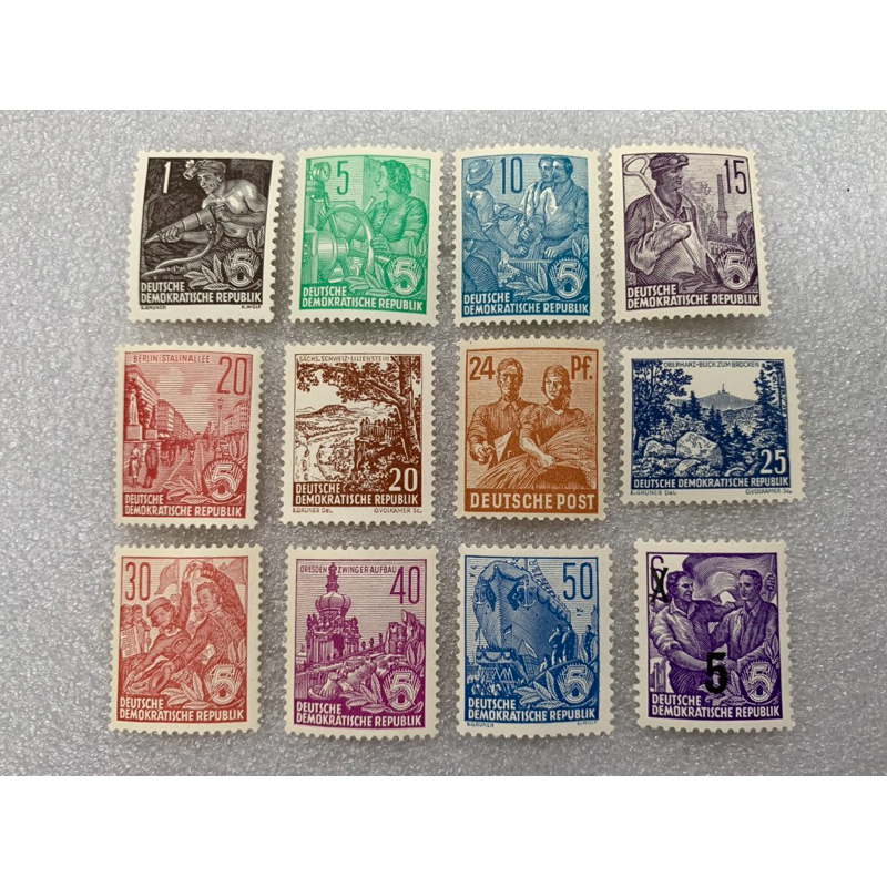 แสตมป์เยอรมันชุดแผนการพัฒนาประเทศ ปี1957 ยกชุด12ดวง