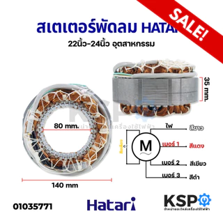 สเตเตอร์พัดลม อุตสาหกรรม HATARI ฮาตาริ 22-25นิ้ว กว้าง 14mm รูใน 80mm หนา 35mm อะไหล่พัดลม