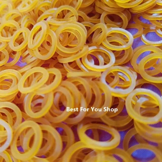 หนังยาง (สีเหลือง) จิ๋ว เส้นเล็ก ขนาด 1 cm (แพ็ค 50 กรัม) สำหรับรัดของที่มีขนาดเล็ก ยางวงเล็ก ทนทานยืดหยุ่น mini rubber