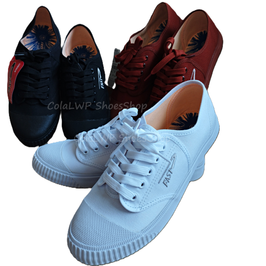 รองเท้าผ้าใบสีดำล้วน-สีขาว-สีน้ำตาลรุ่น ⚡1401-FAST⚡  Size 35-45 สินค้าพร้อมส่ง
