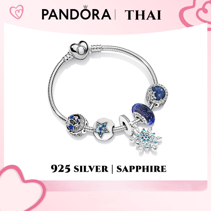 [ส่งจากกรุงเทพ]Pandora เงิน925 สร้อยข้อมือ กำไล ลูกปัดอัญมณี สร้อยข้อมือคู่ Star Snow Flake Bracelet