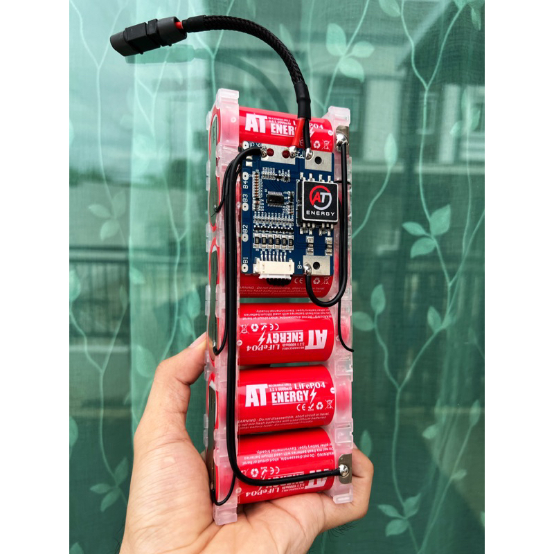 แบตเตอรี่ฟอตเฟต 6S 20.1V 6,000mAh BMS 20A มีพาสซีพบาลานซ์ในตัว ปลอกถ่านสีแดง