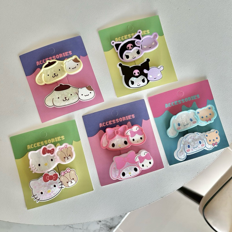 🧸พร้อมส่งจากไทย🧸B-07กิ๊บติดผมซาริโอsario 1คู่(2ชิ้น/เซท) กิ๊บติดผมลายการ์ตูนซาริโอ
