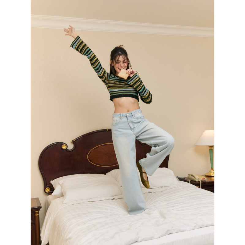 กางเกงยีนส์ RAVVESTUDIO's Baggy Jeans - Light Blue - รูปที่ 3