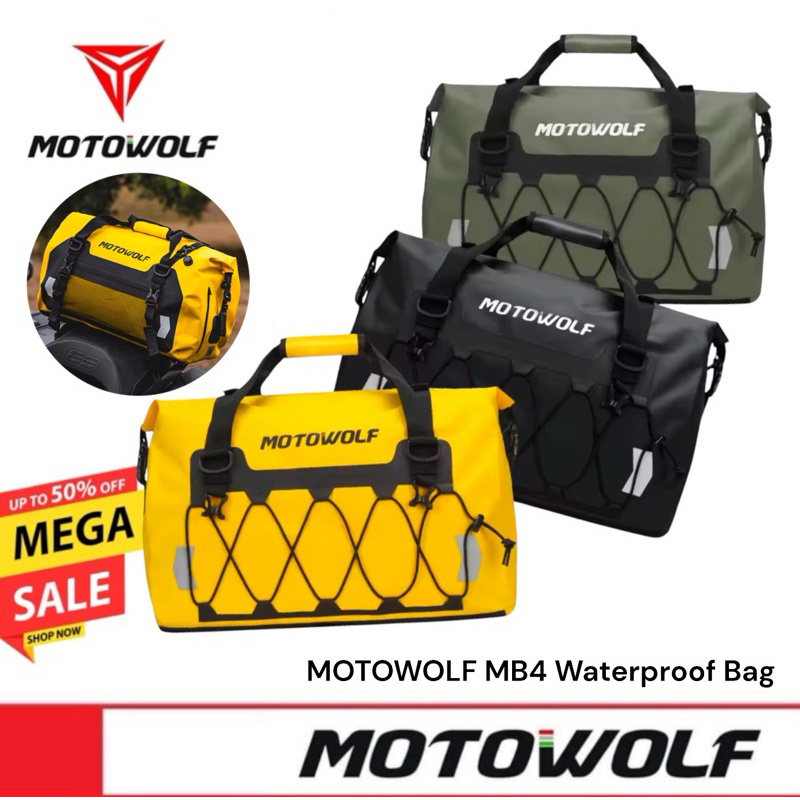 MOTOWOLF MB4  (รุ่นใหม่ล่าสุด) 🔥 Waterproof Bag กระเป๋ากันน้ำ มัดท้ายสำหรับรถมอเตอร์ไซด์ กระเป๋าเดินทาง
