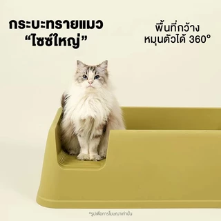 MOMOVIDA CC-1 กระบะทรายแมวขนาดใหญ่ ห้องน้ำแมวขนาดใหญ่ ขอบสูงกันกระเด็น กระบะทรายจัมโบ้ มีที่ดักทราย กระบะทราย