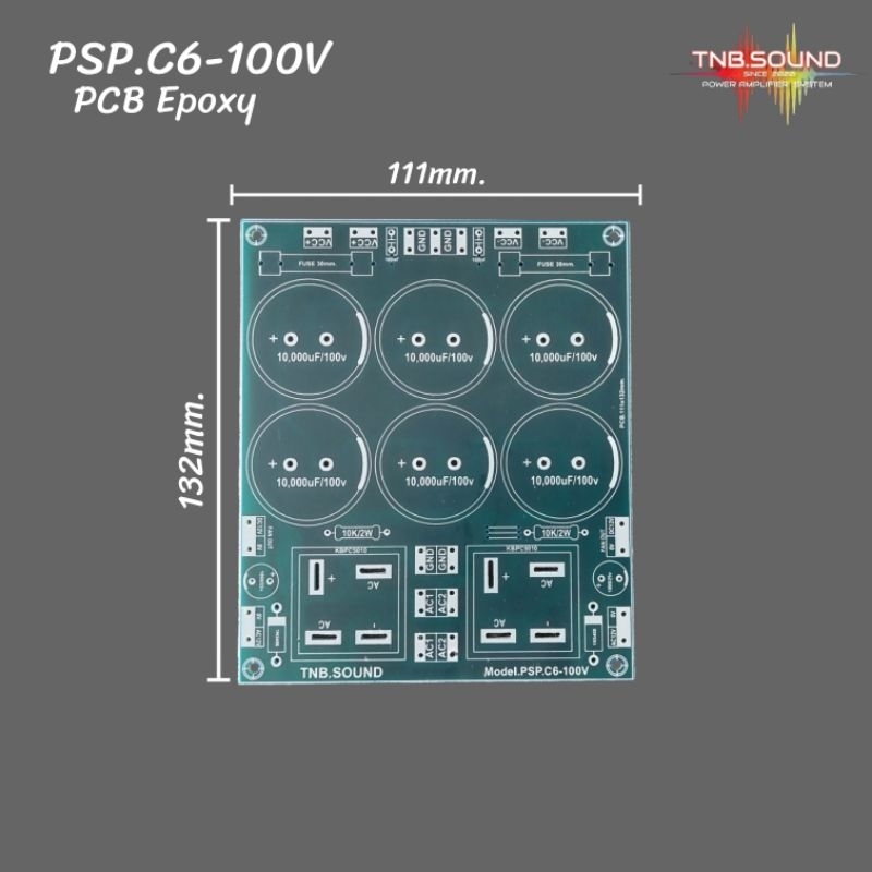 แผ่นเปล่า ชุดจ่ายไฟ Power Supply  สำหรับเครื่องเสียง Model. PSP-C6-100V  (PCB Epoxy) ราคาถูก Shopee Lazada