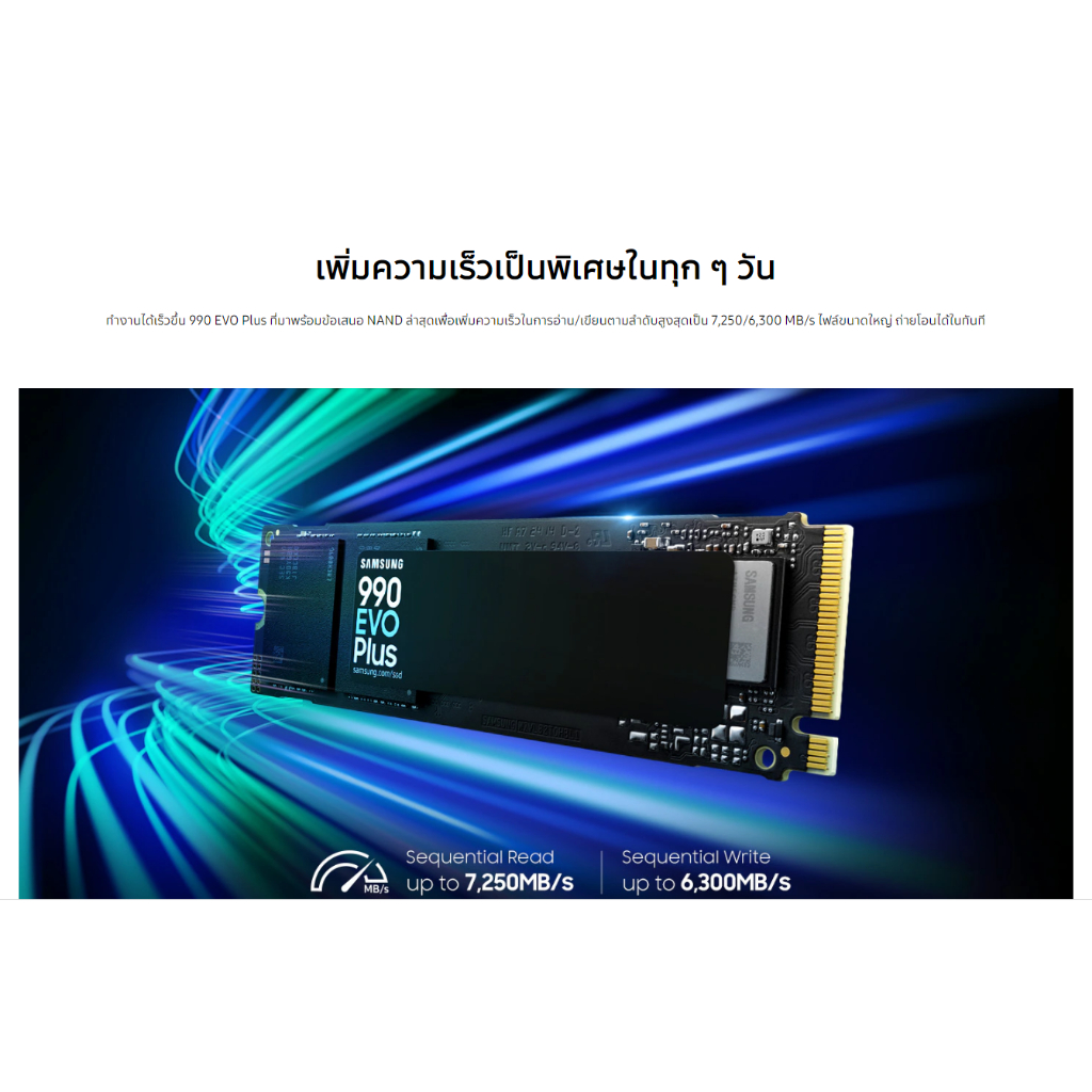 SAMSUNG SSD 990 EVO PLUS 1TB # MZ-V9S1T0BW  PCle4 NVMe M.2 เอสเอสดี