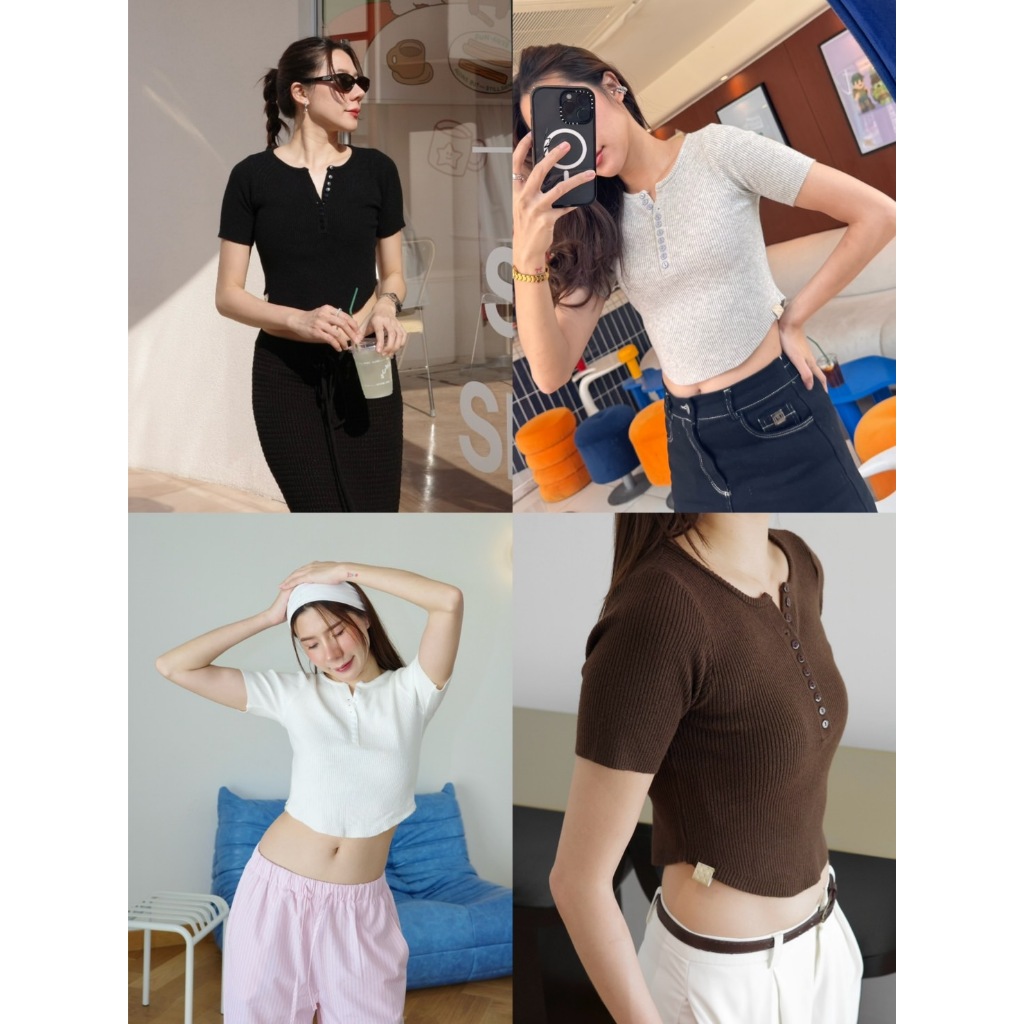 BXB - CUTE CROP TOP เสื้อครอปทอปไหมพรม
