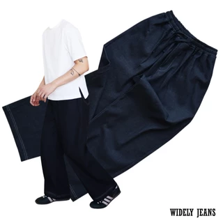 JAMANBKK / WIDELY JEANS / กางเกงยีนส์ขากระบอก เอวยางยืด