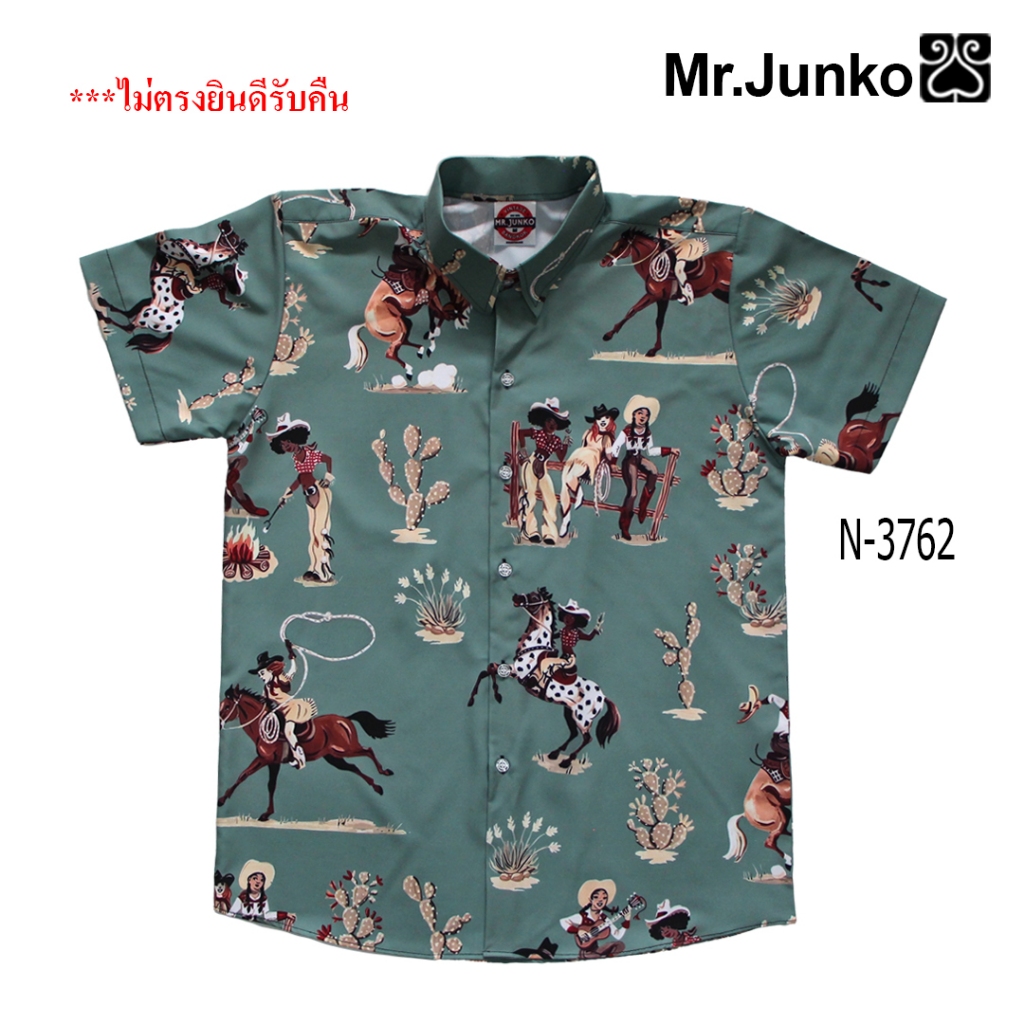 ⚡ ส่งฟรี⚡เสื้อเชิ้ต งานต่อลาย Mr-Junko  ผ้านิ่มใส่สบายไม่ร้อน N-3762
