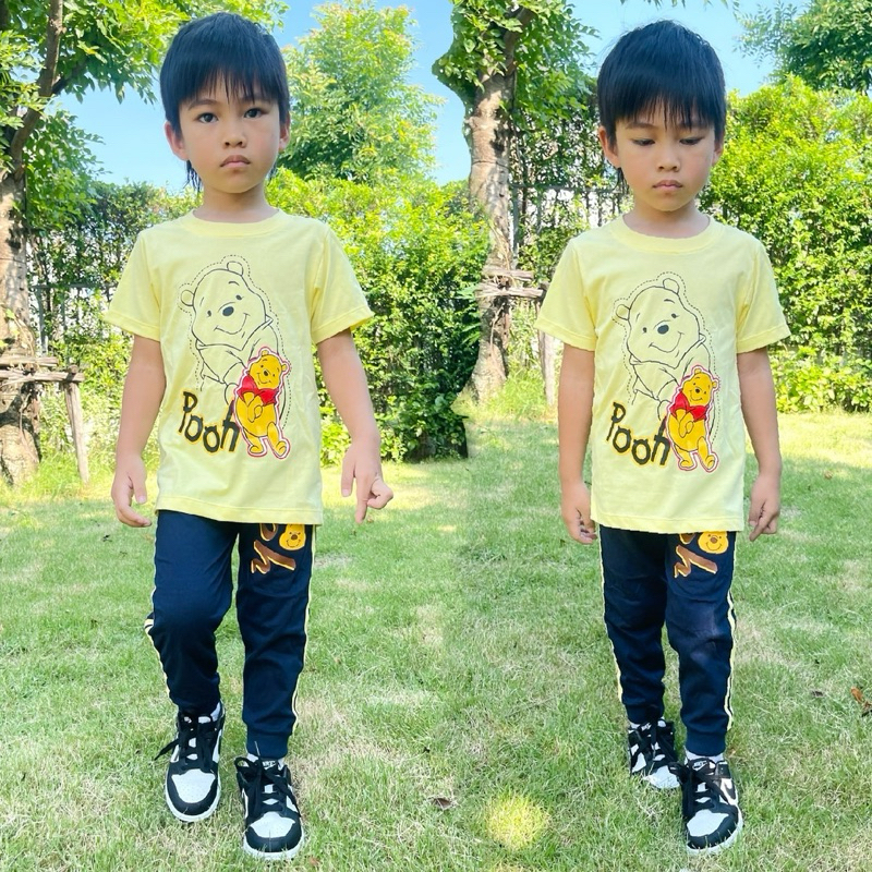 ชุดเซ็ทรุ่นสโลป(สีพื้น) เสื้อแขนสั้น+กางเกงขายาว ชุดเด็ก ลายซุปเปอร์ฮีโร่ การ์ตูน ผ้าCotton100% ปลายขาจั๊ม - รูปที่ 3