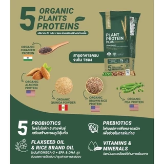 The Pronura Plant Protein Plus | โปรตีนพืชออร์แกนิก 5 ชนิด โปรตีนสูง 21g ไม่มีน้ำตาล Pro + Prebiotics + Omega-3| Non-GMO