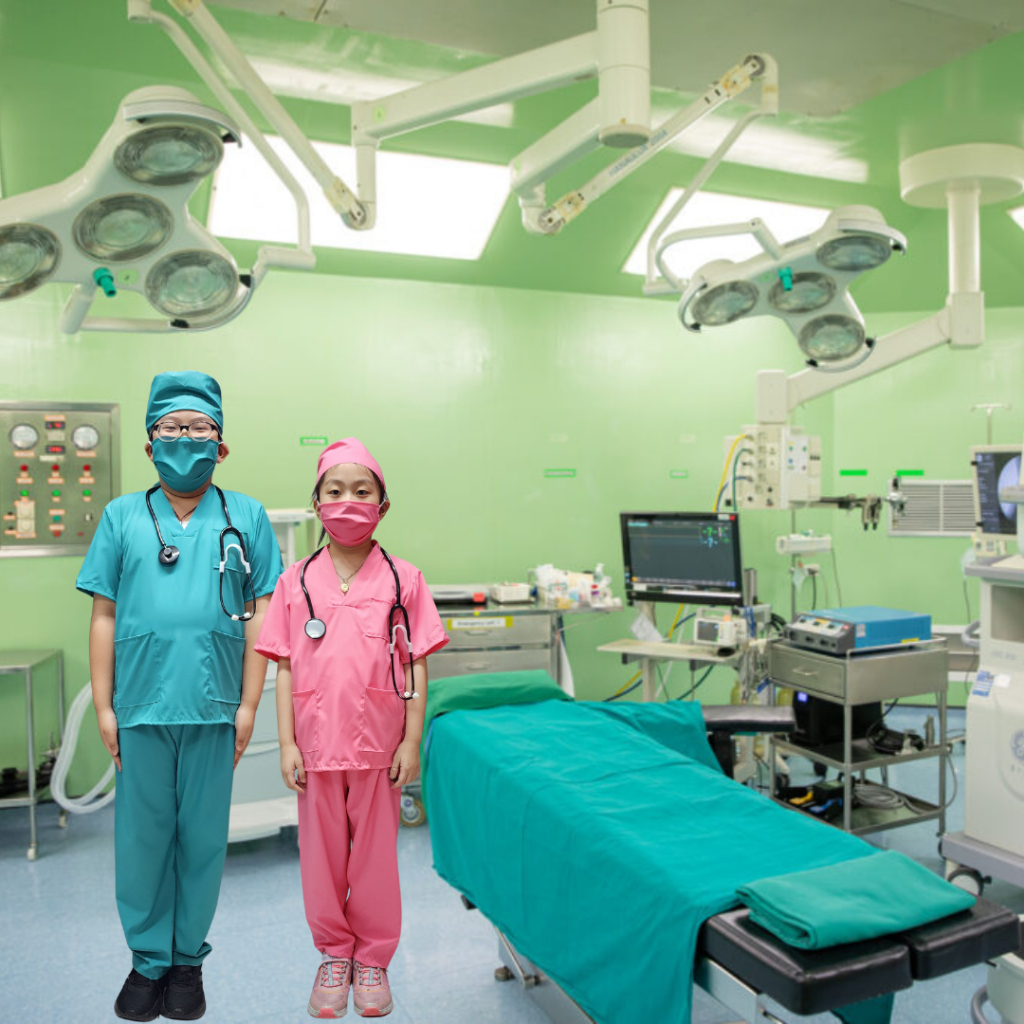 ชุดหมอผ่าตัด ชุดสครับ ชุดอาชีพเด็ก ชุดคอสเพลย์หมอ สำหรับเด็ก 3-11 ปี