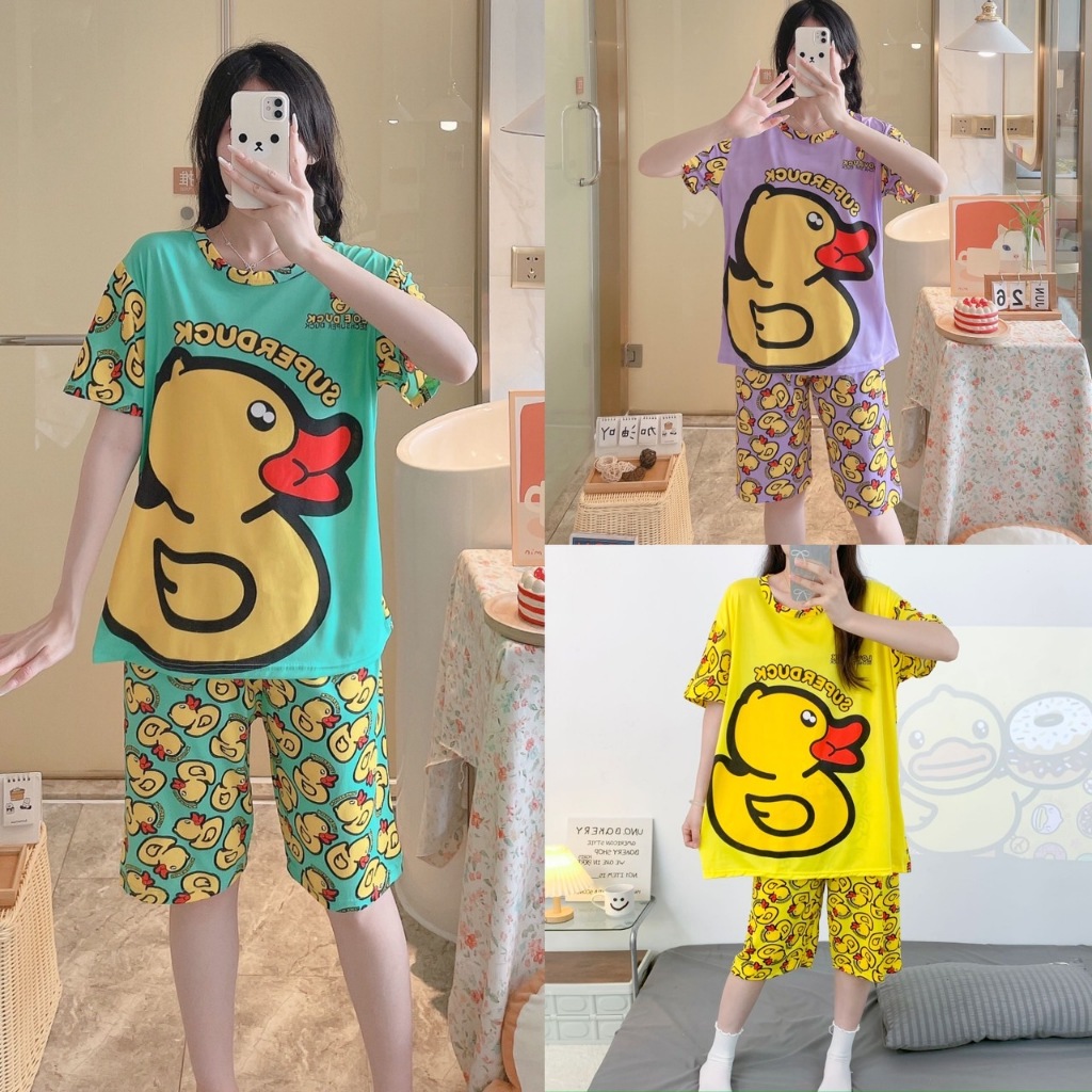 B.ของผู้ใหญ่ ฟรีไซส์35kg-65kg. แขนสั้น+ขาสั้น. รอบอก 36-42นิ้ว ลายน่า รัก.ราคาถูกชุดนอน (ผ้าสเปนเด็ก)