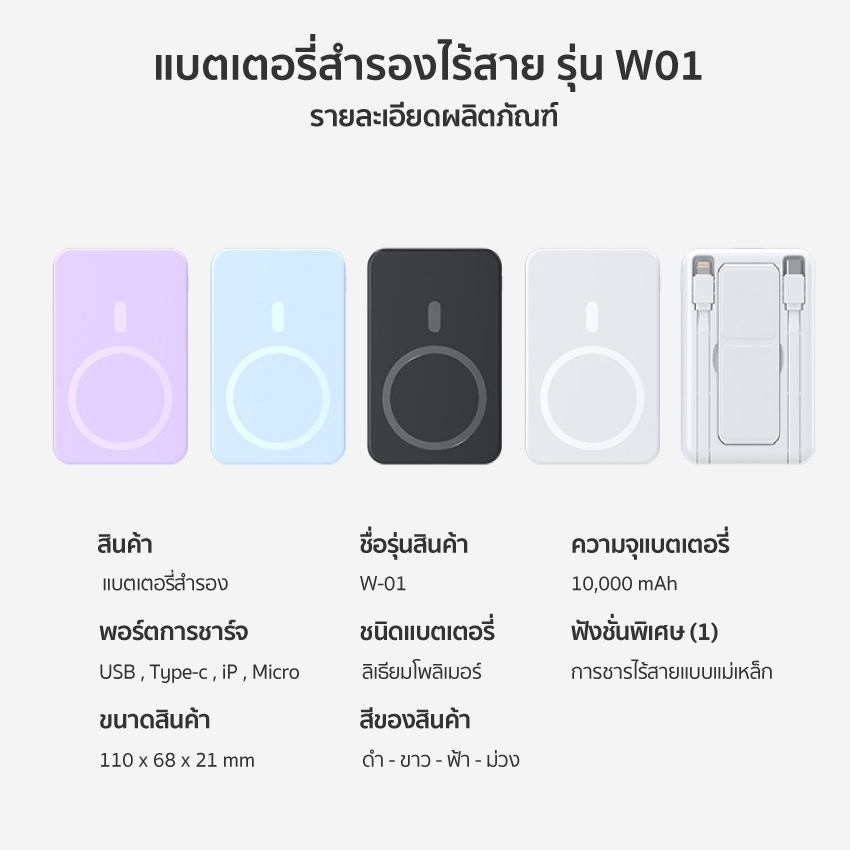 iMI powerbank wireless charge 10000mAh ชาร์จเร็ว 22.5W พาวเวอร์แบงค์ แม่เหล็กไร้สาย แบตสำรองพกพา