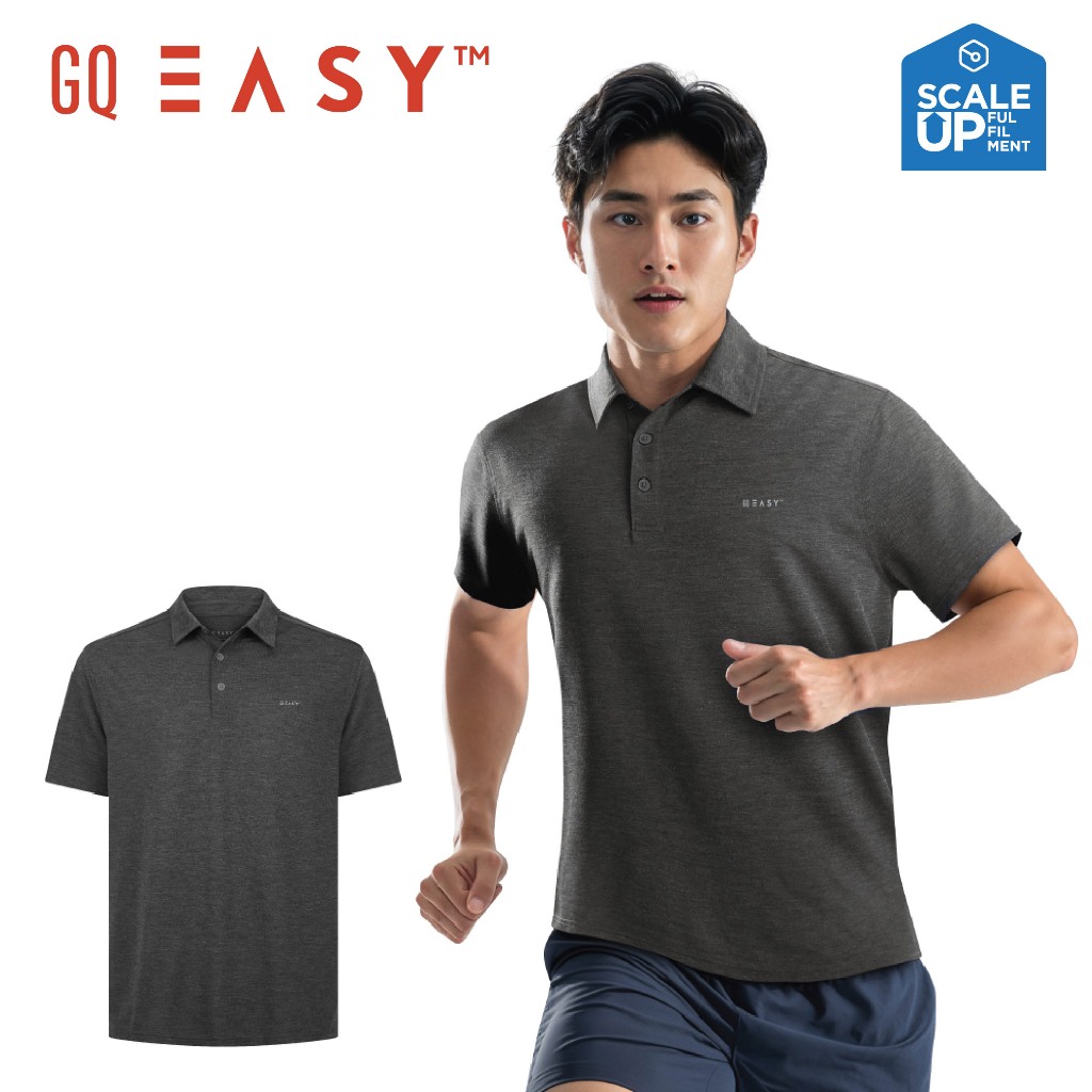 GQ Easy เสื้อโปโลกีฬา แขนสั้น แห้งไว ระบายอากาศ สีดำ ของแท้ 💯%