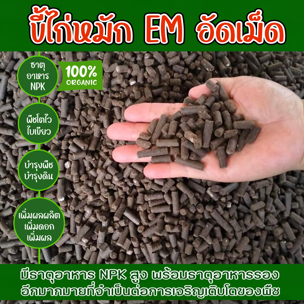 ขี้ไก่อัดเม็ด มูลไก่อัดเม็ด 1 กิโล ขี้ไก่หมัก EM อัดเม็ด ขี้ไก่ มูลไก่ไข่แท้ 100% ธาตุอาหารสูง ปุ๋ยคอก ปุ๋ยอินทรี ปุ๋ย