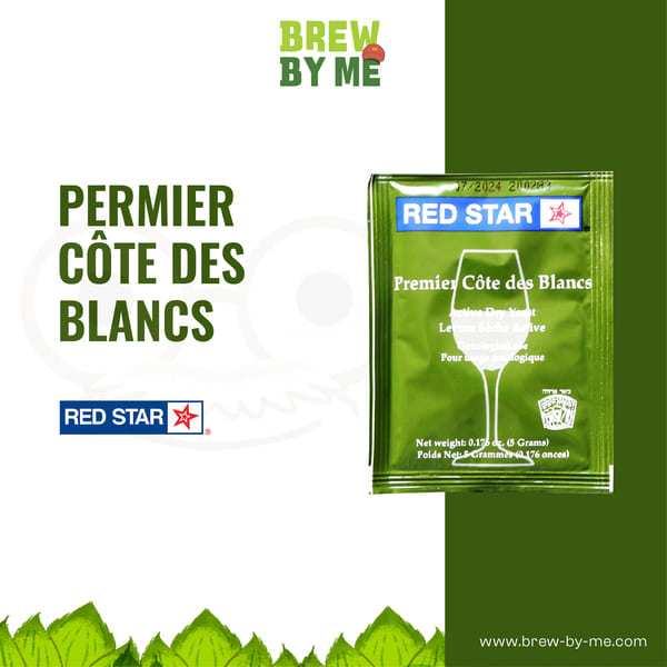 ยีสต์หมักไวน์ RED STAR Premier Cote des Blancs ซองสีเขียว Wine Yeast 5 กรัม