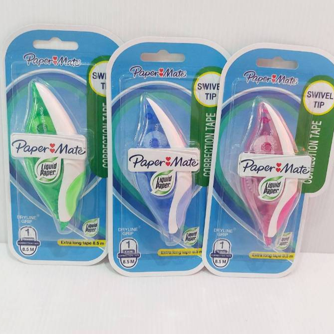 (แพ๊ค 3 อัน และแบบกล่อง)เทปลบคำผิด Paper mate คละสี รุ่น DRYLINE GRIP  (2019576 )