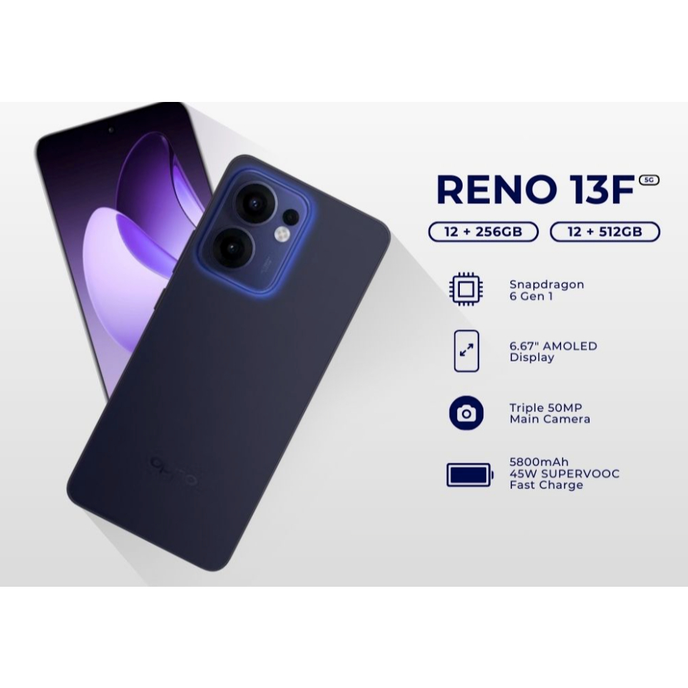 Oppo Reno 13F (12/256GB)(12/512GB) สินค้าเคลียร์สต๊อกประกันร้าน