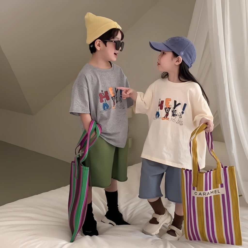 Beryl kidsเสื้อยืดเด็กแขนสั้นลายการ์ตูนเสื้อสวมหัวคอกลมน่า รูปที่ 4