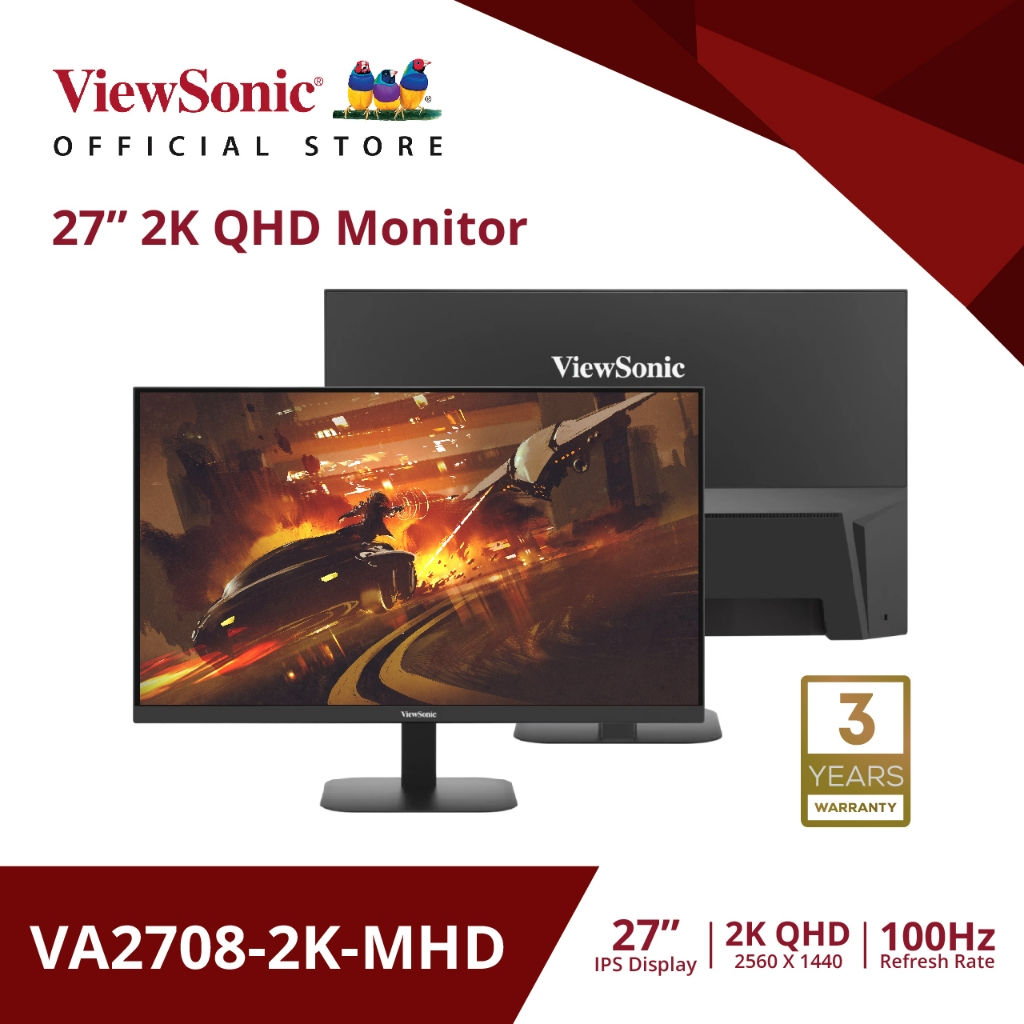ViewSonic Monitor VA2708-2K-MHD / 27" / 2K QHD IPS / 1 ms (จอมอนิเตอร์)