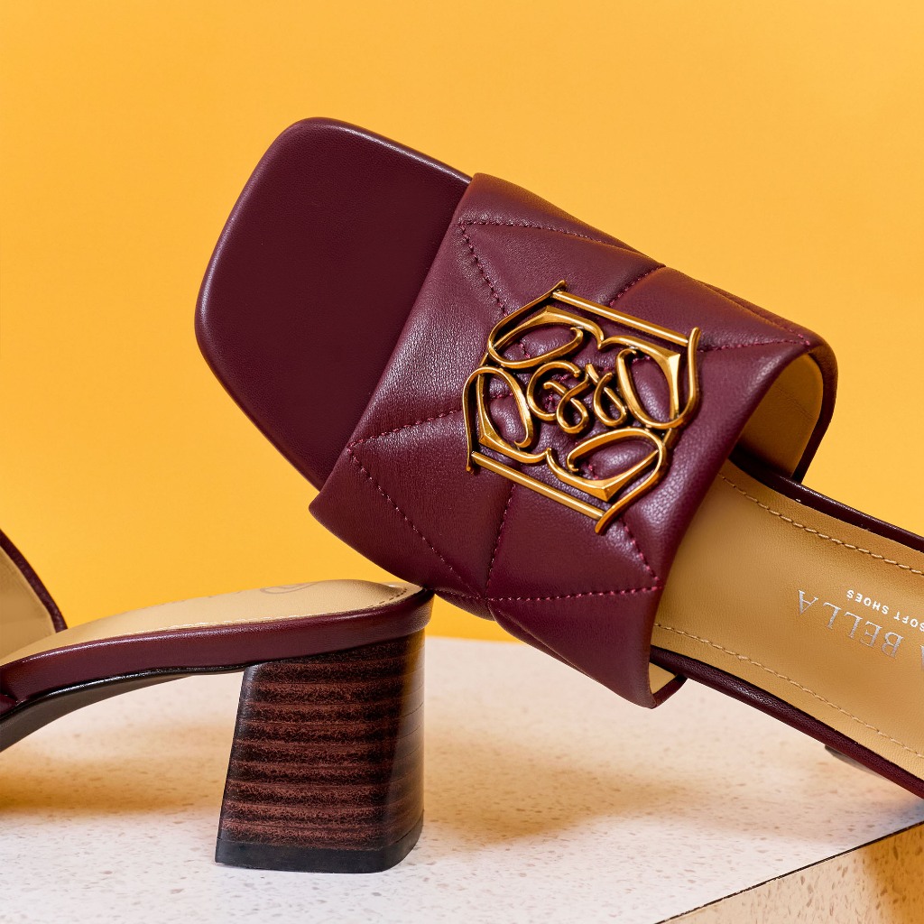 LA BELLA รุ่น ELEGANTE WOODEN SANDALS  - MAROON