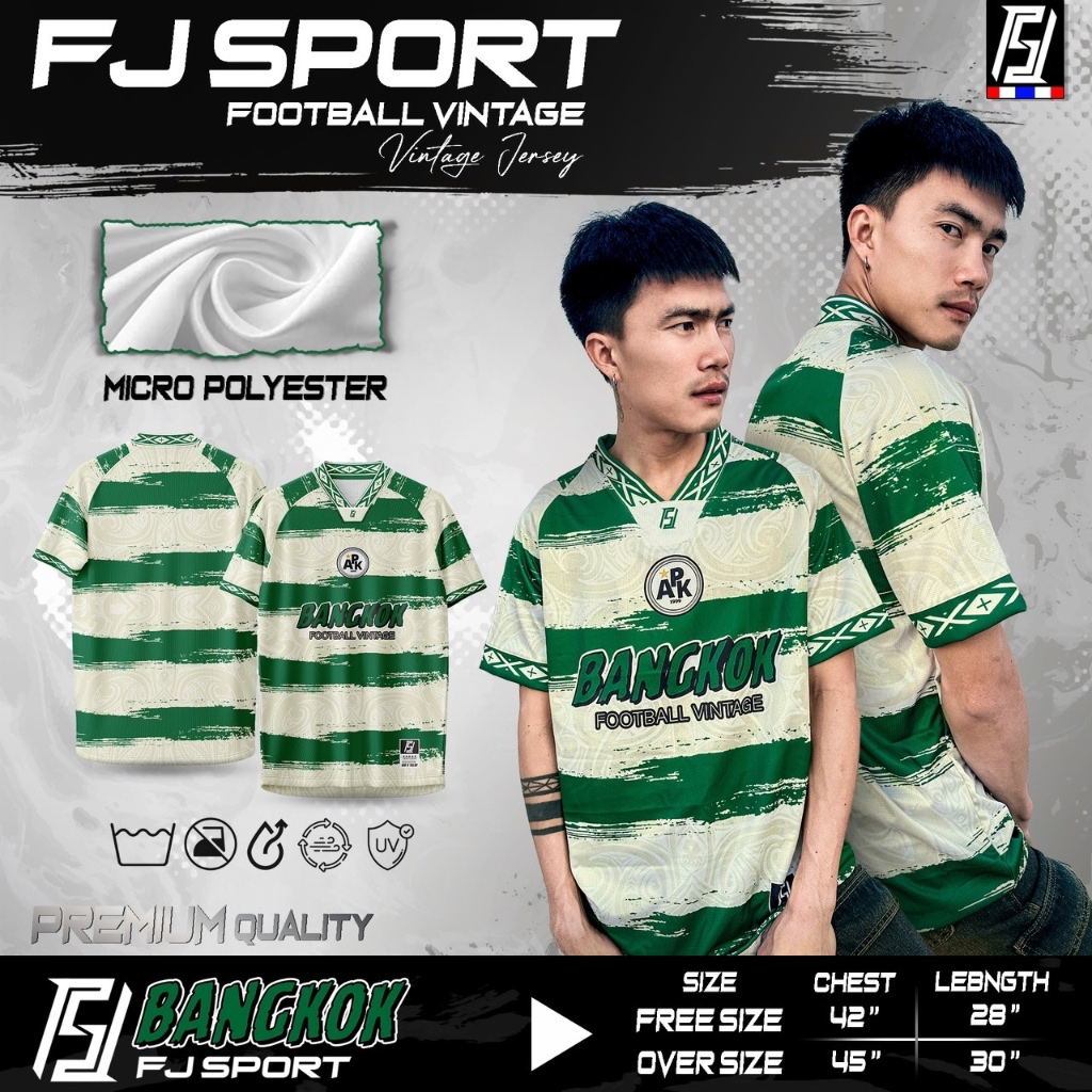 เสื้อคอวีเนื้อผ้ากีฬา BANGKOK FOOTBALL VINALL VINTAGE